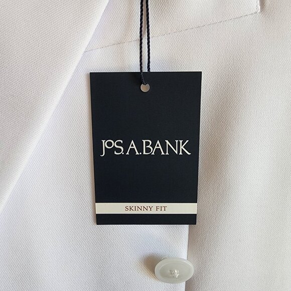 36R White Double Breasted Suit Jacket New Mens Jos A Bank Polyester Peak Lapel - Picture 4 of 17